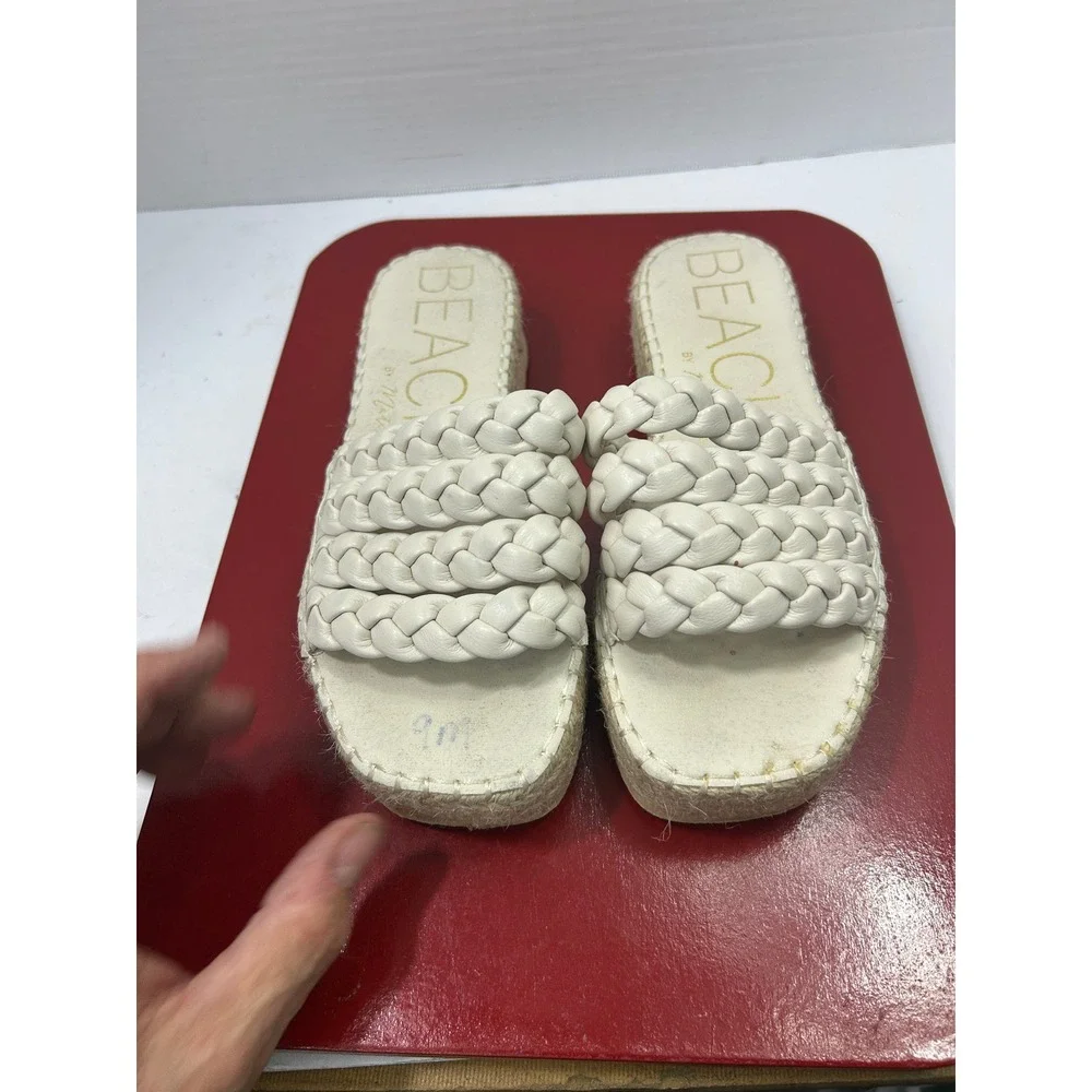 Beach by Matisse Braided Platform Sandals 9M Cream Espadrille Boho Coastal